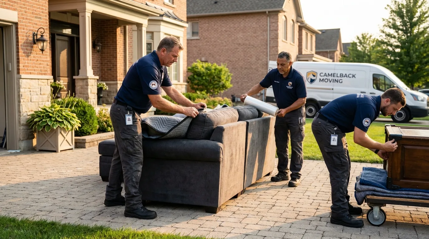 Large estate moving crew wrapping furniture in Guerneville, CA